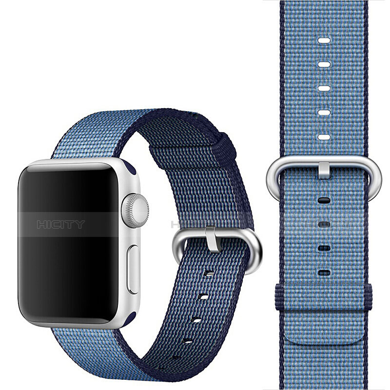 Tela Correa De Reloj Pulsera Eslabones para Apple iWatch 3 38mm Azul